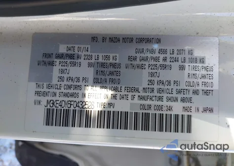 2015 Mazda Cx-5 Grand Touring z USA, uszkodzony, nr VIN JM3KE4DY6F0432528